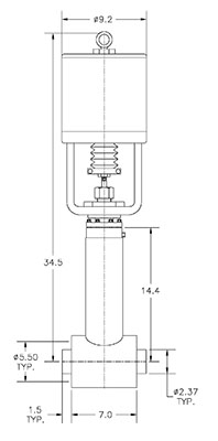 vacuum jacketed globe valve pneumatic operation